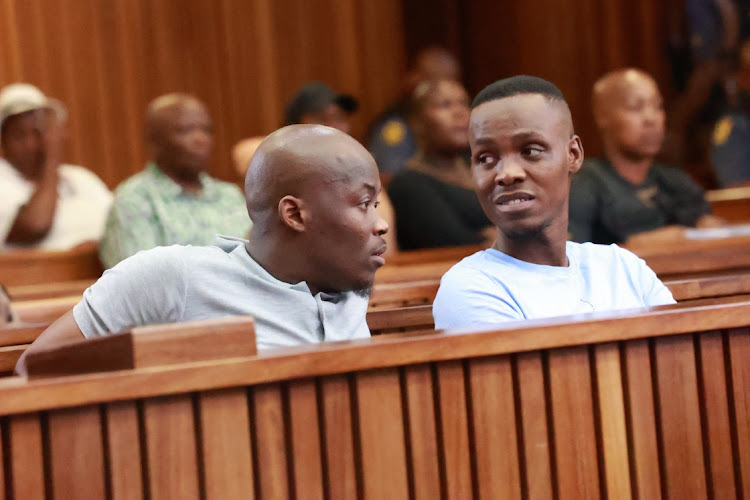 Two of the accused Muzi Sibiya and Bongani Ntanzi in the dock at the Pretoria High Court.