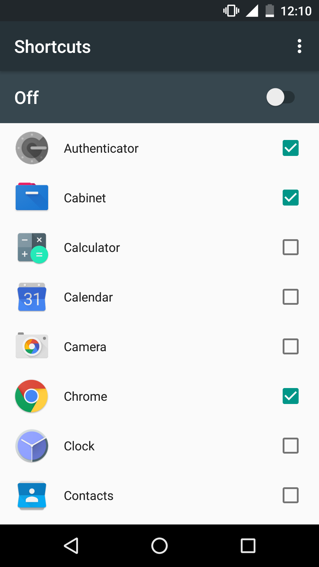 Android application Shortcuts screenshort