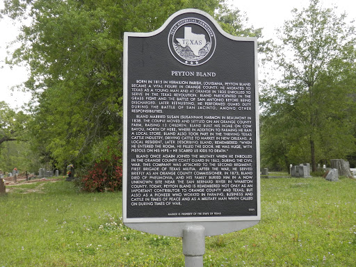   Born in 1815 in Vermilion Parish, Louisiana, Peyton Bland became a vital figure in Orange County. He migrated to Texas as a young man and at Orange in 1835 enrolled to serve I the Texas...
