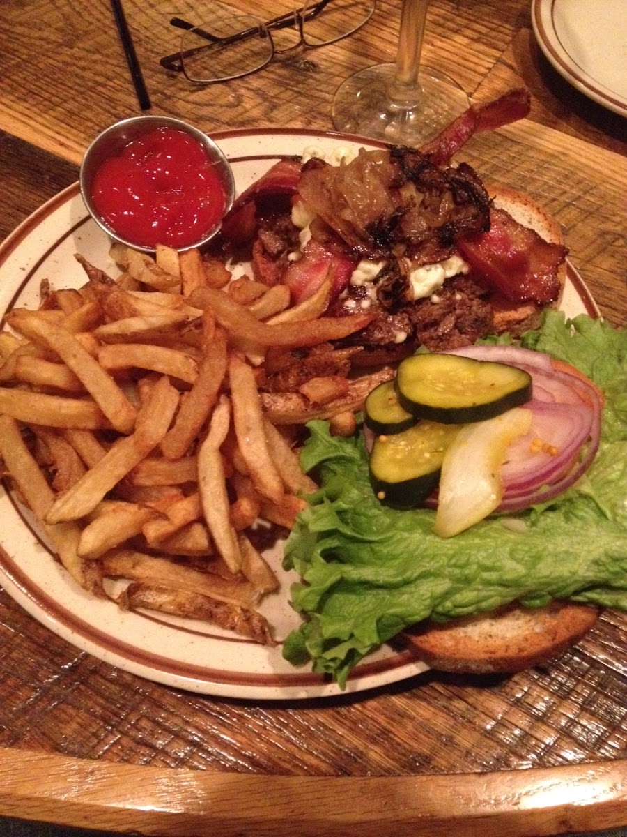 Gf burger and bread.  Fries were shared fryer.