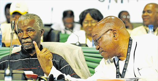 I'M GONNA BE YOUR BOSS: President Thabo Mbeki at the ANC's 2007 conference in Polokwane, Limpopo, at which the party's deputy president, Jacob Zuma, right, engineered his downfall