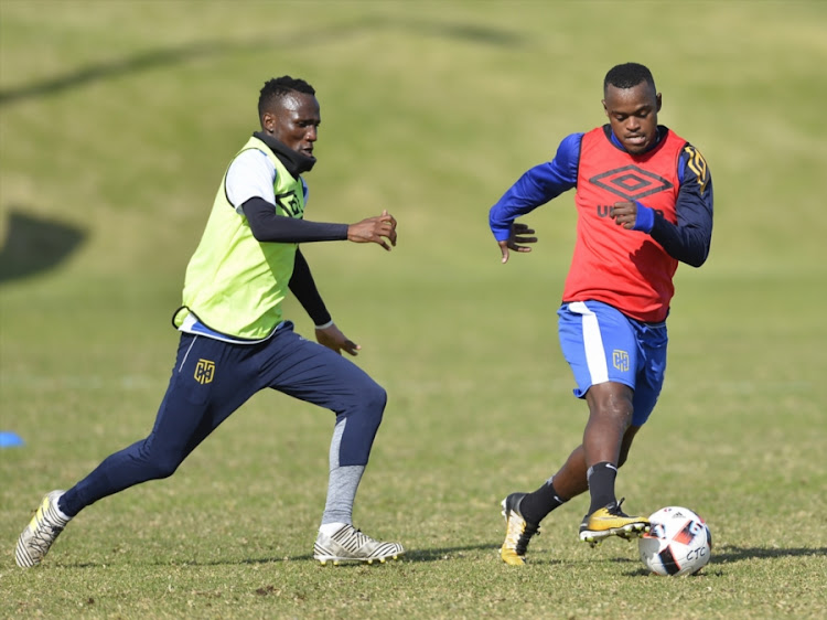 Teko Modise and Ayanda Patosi during the Cape Town City FC Media Open Day at Greenpoint Athletics Track on August 08, 2017 in Cape Town, South Africa.