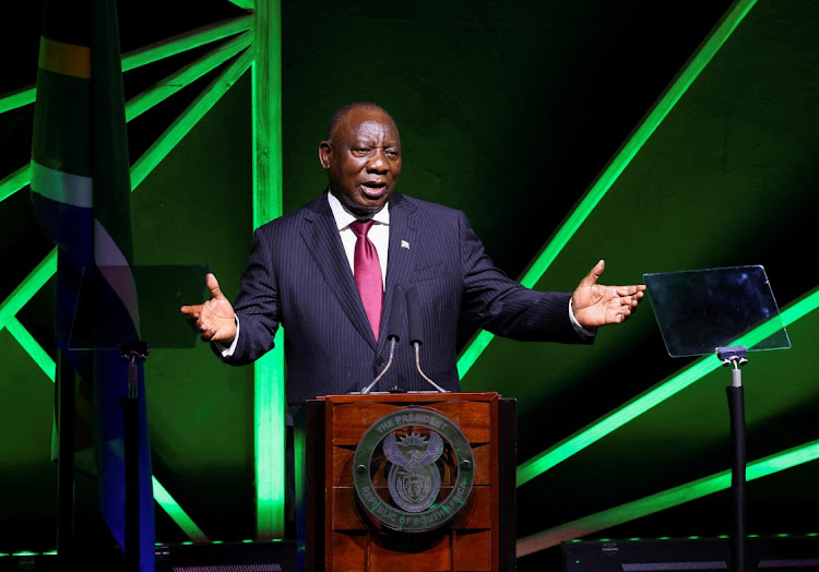 President Cyril Ramaphosa delivers the keynote address at the Investing in African Mining Indaba 2024 conference in Cape Town, February 5, 2024. Picture: ESA ALEXANDER/REUTERS