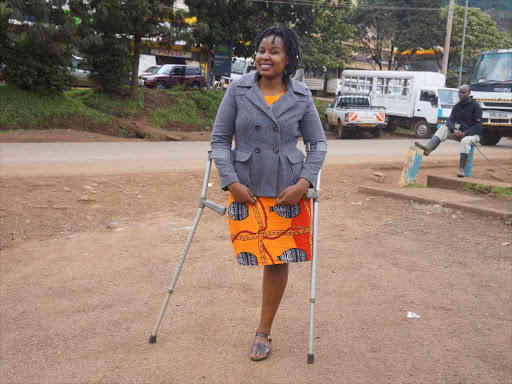 Cancer survivor Catherine Nyambura, 23, in Limuru town. /GEORGE MUGO