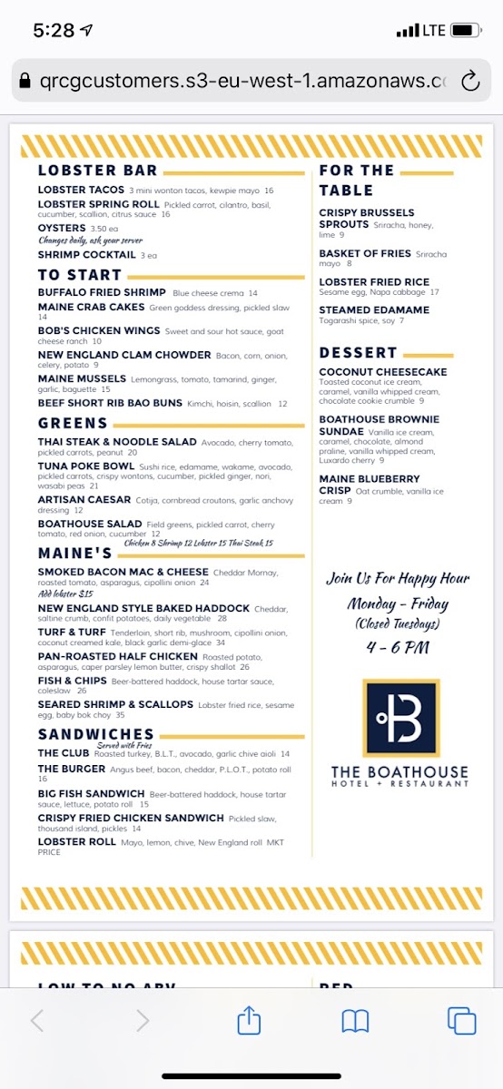 The Boathouse Waterfront Hotel gluten-free menu