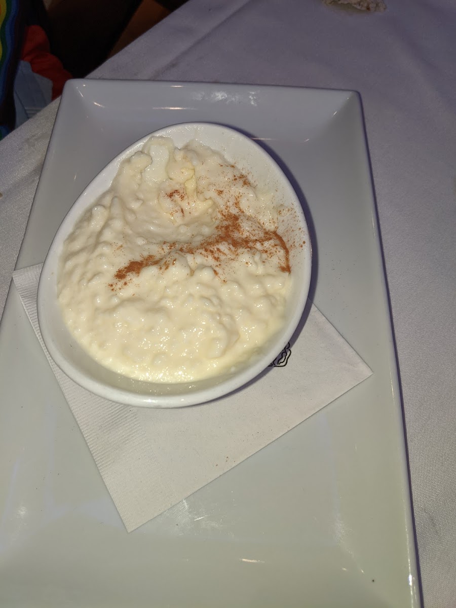 Rice pudding minus one delicious bite.