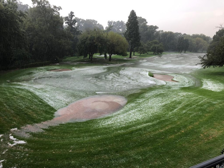 The aftermath of a hail storm at Parkview golf course in Johannesburg.