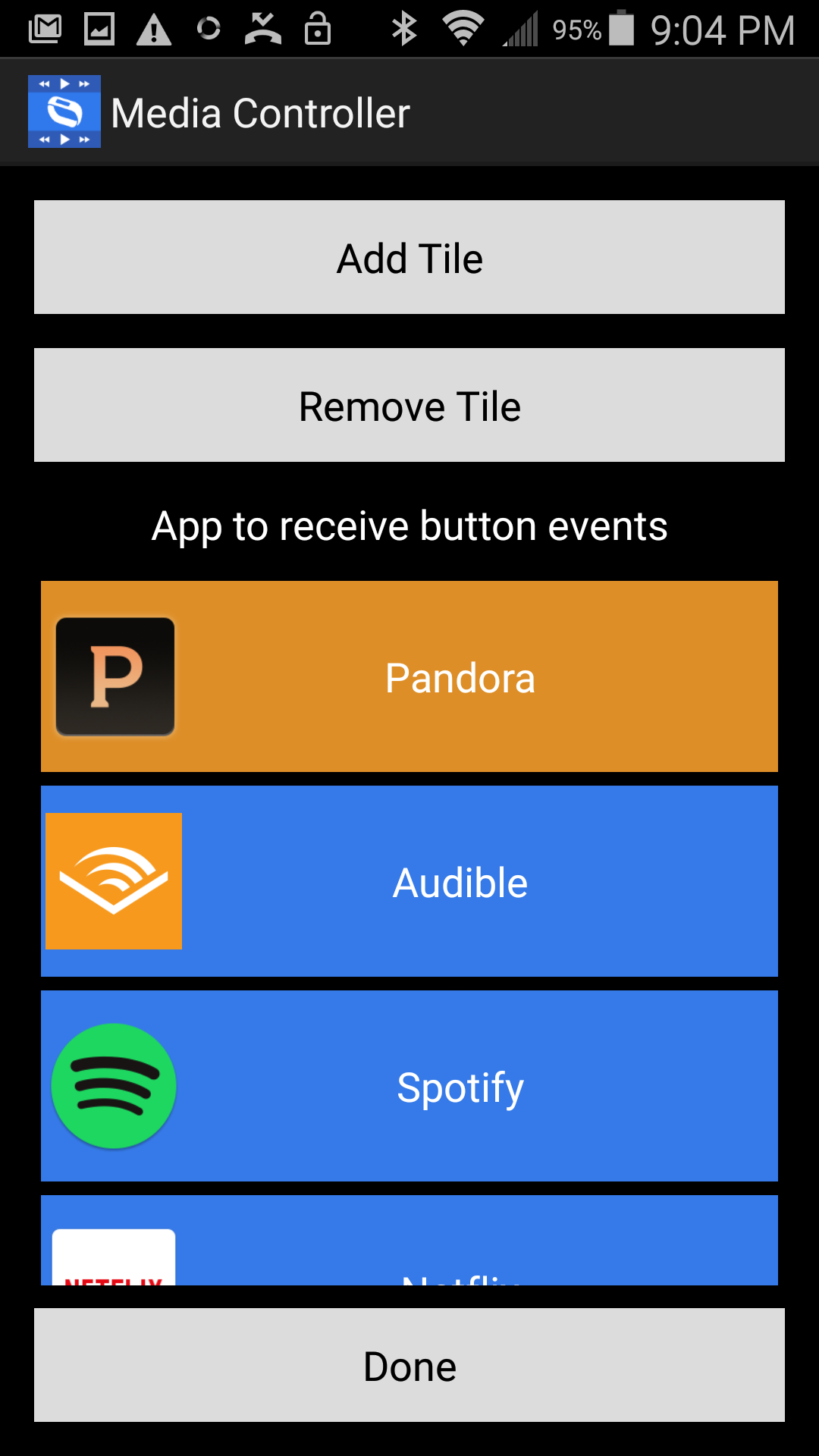 Android application Microsoft Band Media Controls screenshort