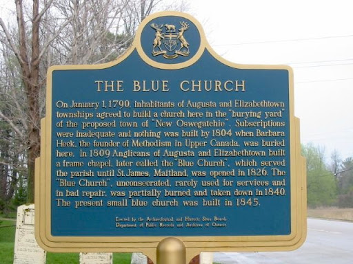 On January 1, 1790, inhabitants of Augusta and Elizabethtown townships agreed to build a church here in the "burying yard" of the proposed town of "New Oswegatchie". Subscriptions were inadequate...