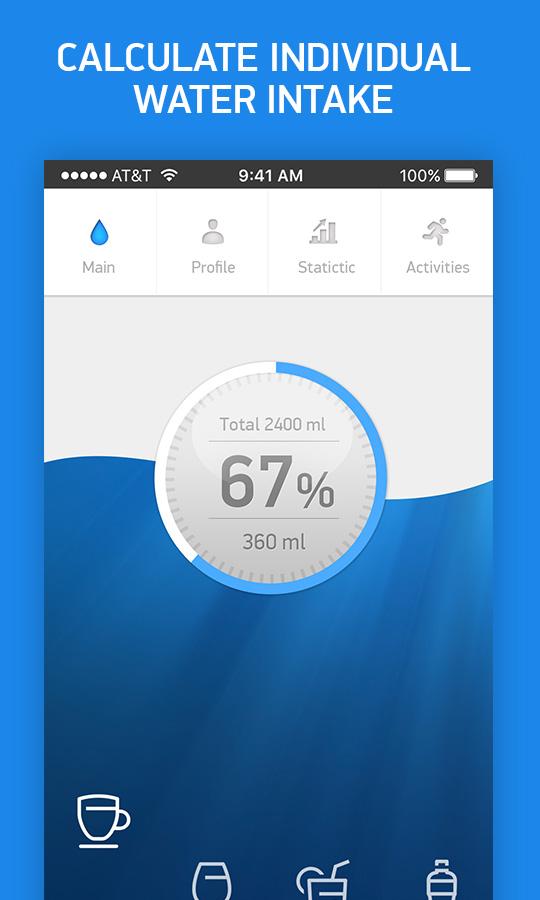Android application WaterCare: Water Reminder App screenshort