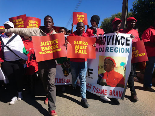The Economic Freedom Fighters marched to the Coligny police station on Friday to protest against bail granted to two men accused of murdering a teenager. PICTURE: Shenaaz Jamal