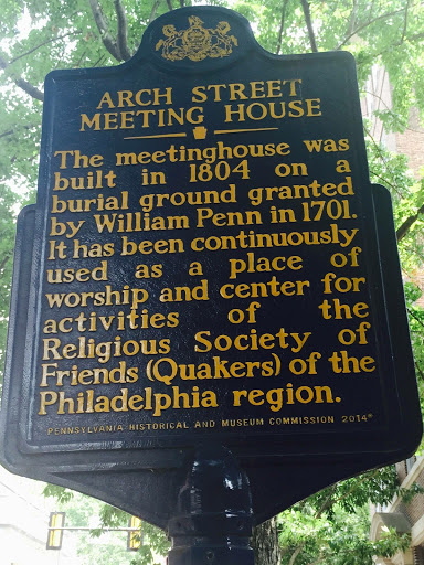 ARCH STREET MEETING HOUSE The meetinghouse was built in 1804 on a burial ground granted by William Penn in 1701. It has been continuously used as a place of worship and center for activities of...