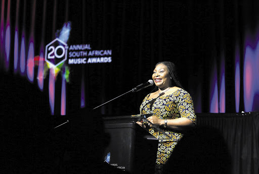 GRANDE DAME: Yvonne Chaka Chaka reads the names of the nominees for this year's South African Music Awards at a star-studded event at Carnival City yesterday. The Samas will take place on April 28 at the Sun City Superbowl