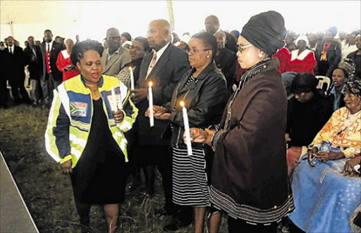 Transport, safety and liaison MEC Weziwe Tikana, left, attended a mass memorial service for five people, among them two fathers and their sons, who were killed when a car they were travelling in overturned between Cala and Lady Frere on Friday. Tikana said fatigue was believed to be the probable cause of the accident Picture: SUPPLIED