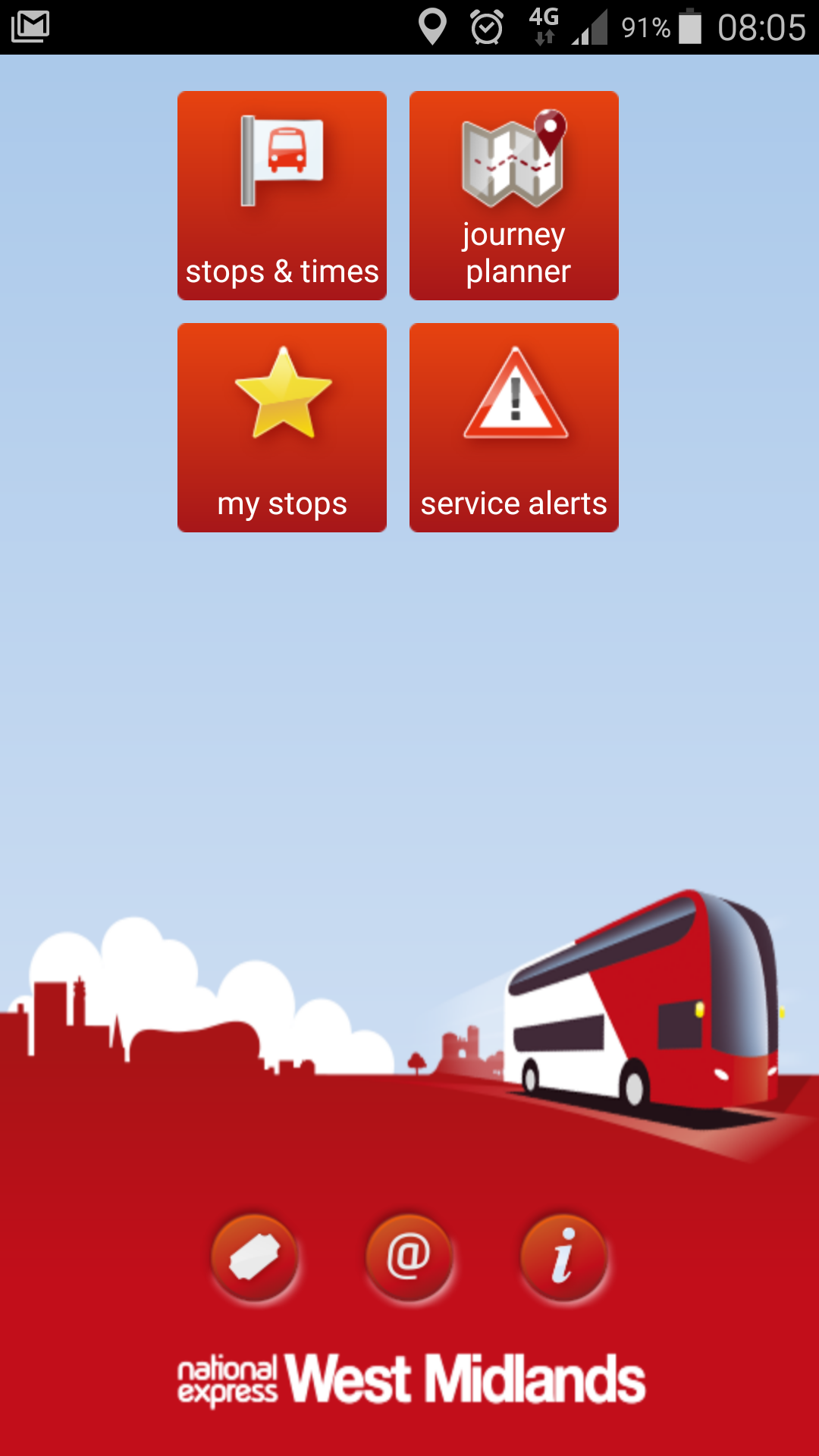 Android application National Express West Midlands screenshort