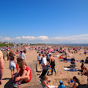 Lost in thought on a crowded beach