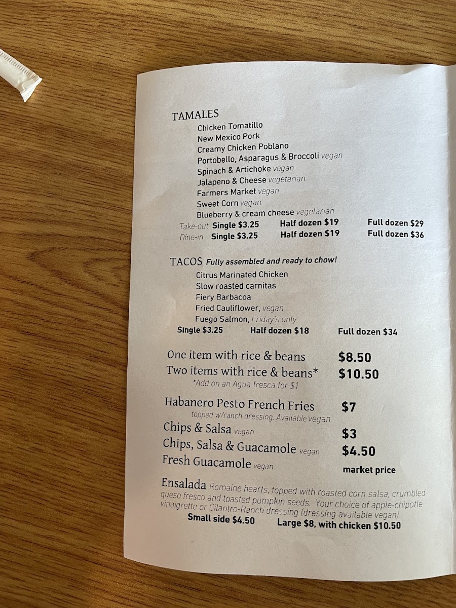 CDT Cocina gluten-free menu