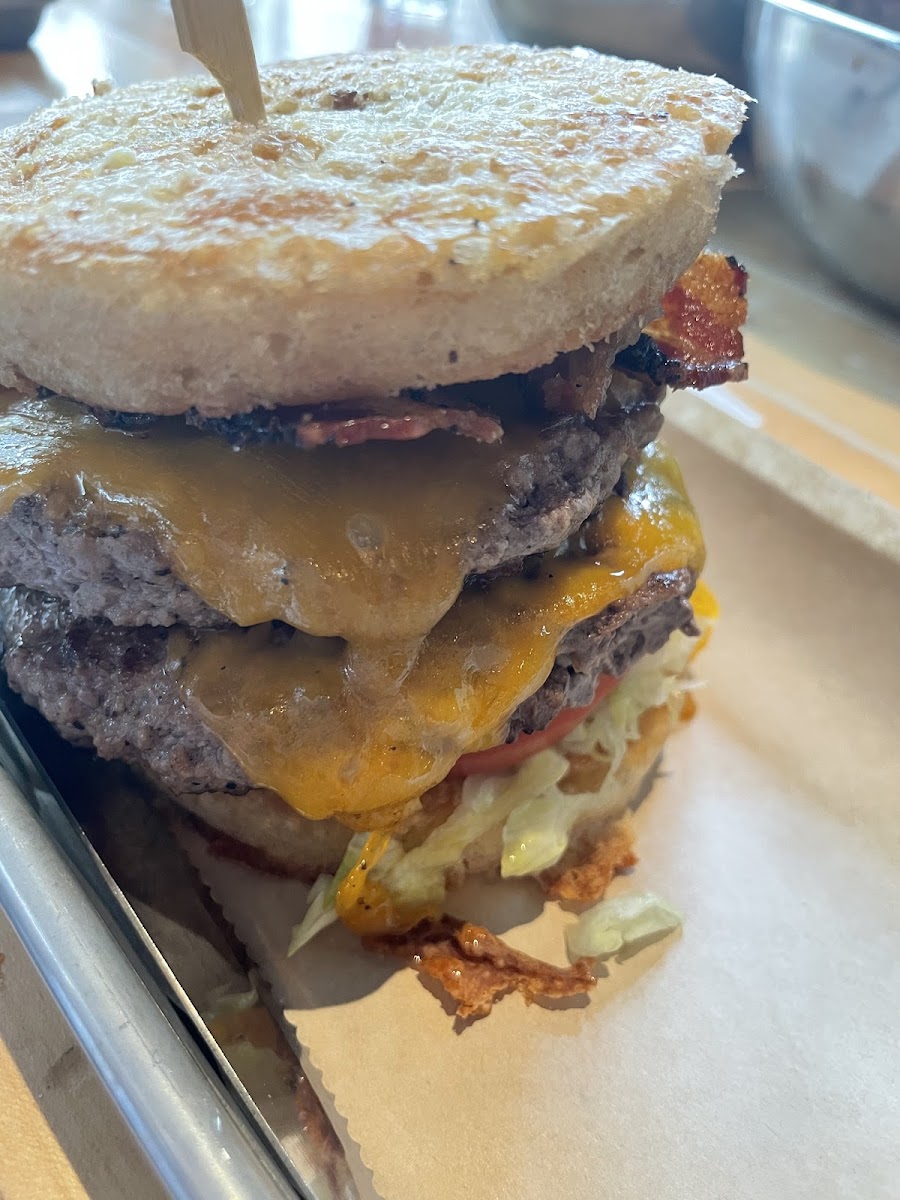 Gluten free Classic add cheese, patty & bacon