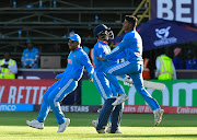 Indian players celebrate their victory over Junior Proteas in the 2024 ICC Under-19 World Cup semifinal at Willowmoore Park in Benoni on Tuesday.