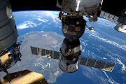 A NASA image shows the International Space Station as it flew over Madagascar, showing three of the five spacecraft docked to the station in this photo taken by the Expedition 47 Flight Engineer Tim Peake of ESA on April 6, 2016 and released on April 8, 2016. The station crew awaits the scheduled launch today, April 8, of the third resupply vehicle in three weeks: a SpaceX Dragon cargo spacecraft.