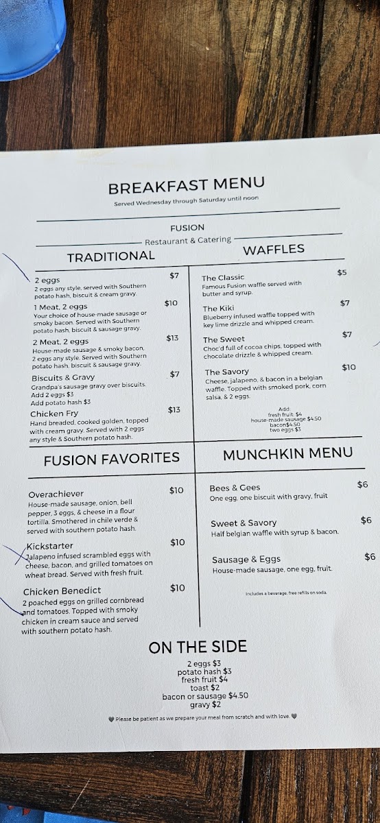 The Fusion Restaurant gluten-free menu