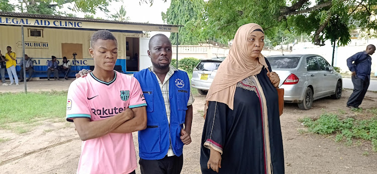 Abdallah Mohamed, Francis Auma and Fatma Abdallah at Muhuri Legal Aid Clinic on Wednesday.