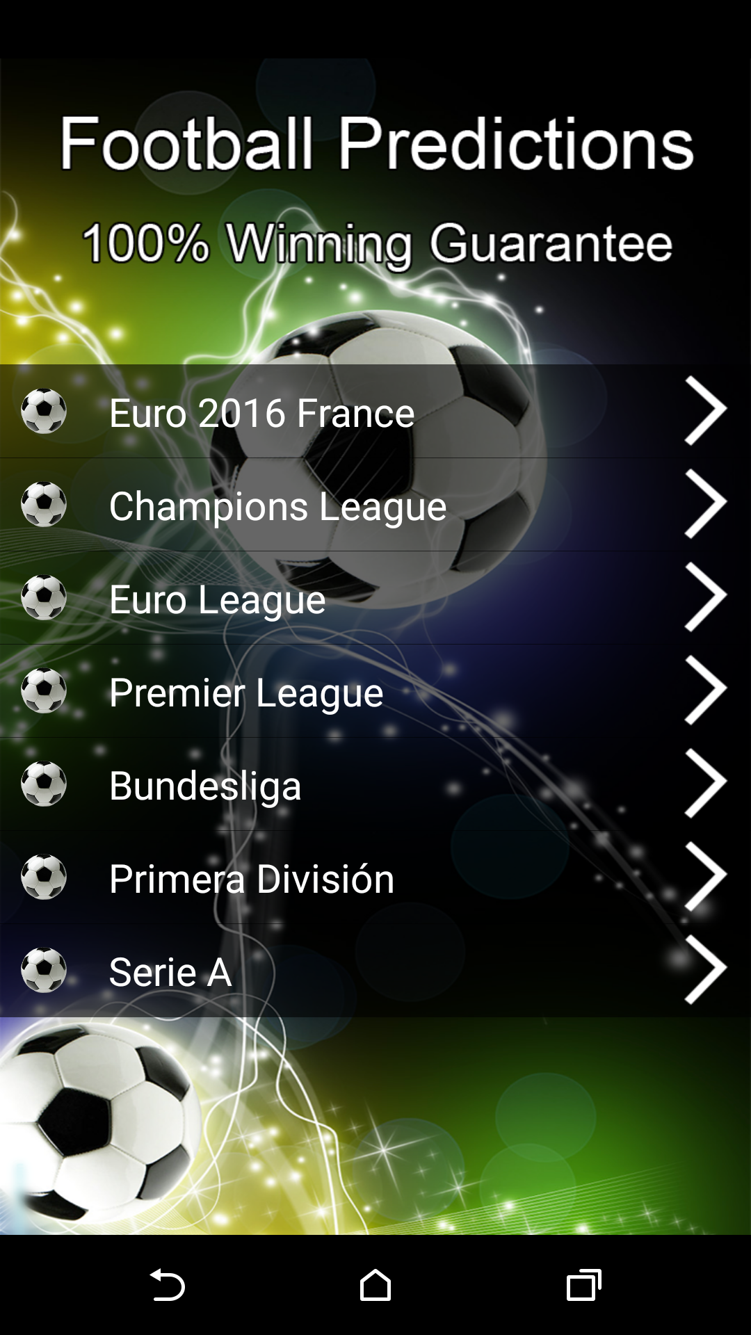Android application Football Predictions screenshort