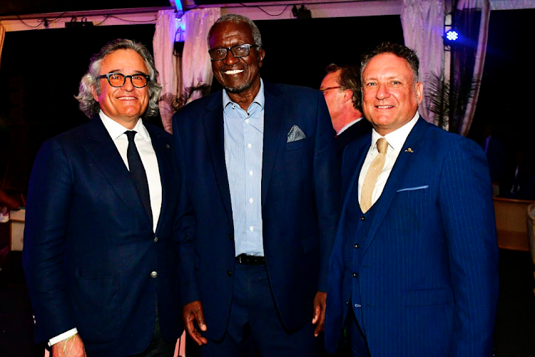 Africa Global Logistics Group president Philippe Labonne, CFAO Group chairman and country delegate Dennis Awor and AGL's East Africa regional managing director, Jason Reynard, during the official launch of AGL Kenya, in Nairobi/ HANDOUT