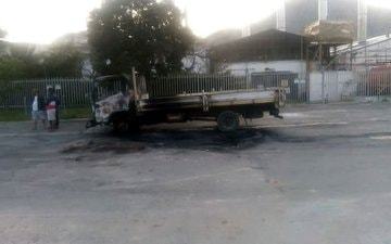 A truck was torched at a power depot in Hangberg, Hout Bay, on Monday night after protesters blocked off roads.