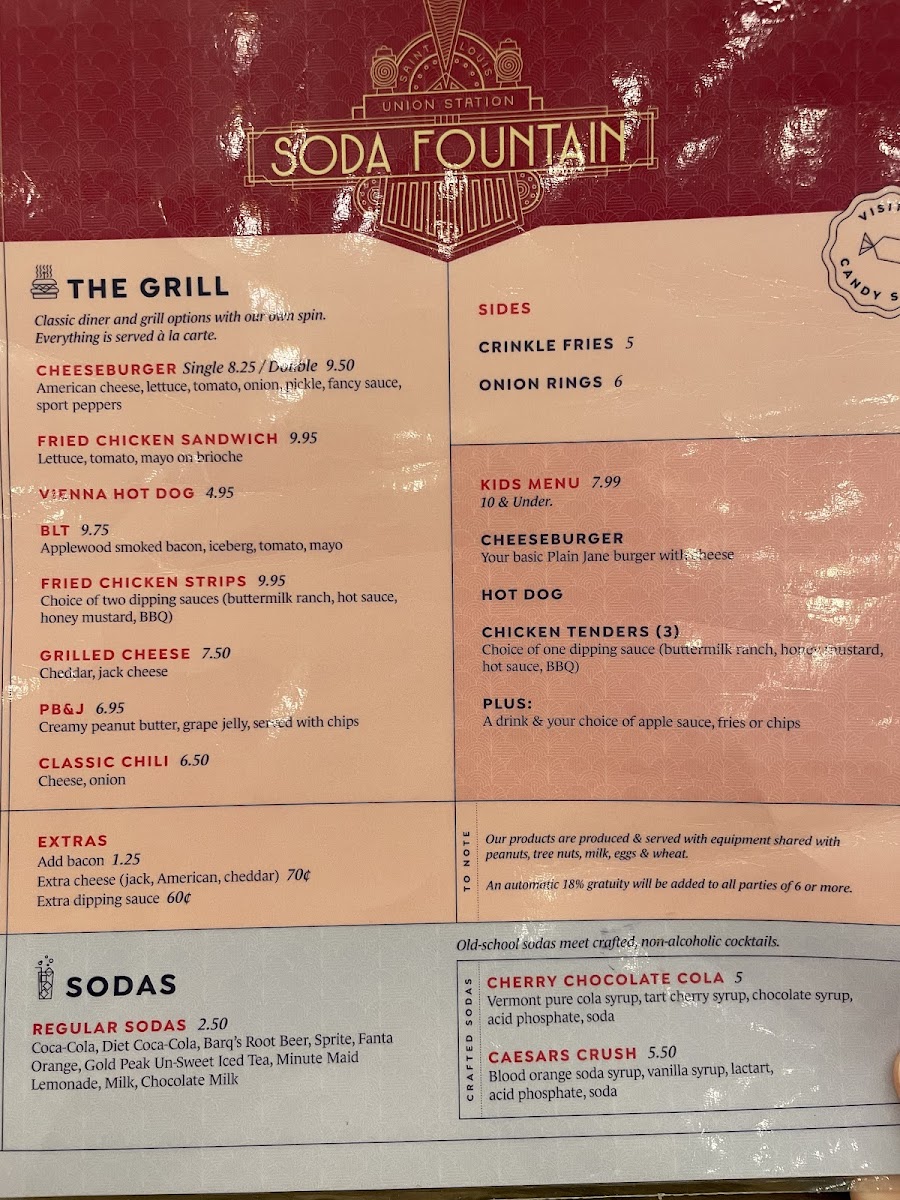 Soda Fountain gluten-free menu