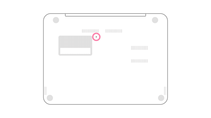 Placering af nulstillingsknap på Samsung Series 5 Chromebook
