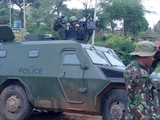 Security officers patrols the Kerio Valley near Tot, Marakwet East in the Kerio Valley in July 2016./STEPHEN RUTTO