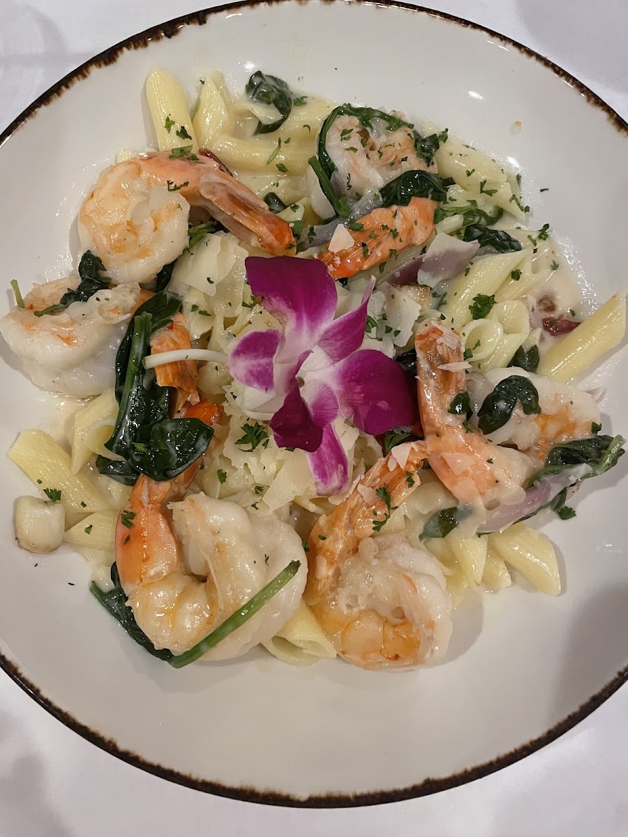 Tuscan shrimp with GF pasta