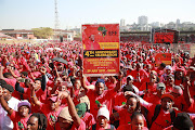 EFF supporters at the EFF 4th annivesary celebrations in Curris Fountain stadium in Durban. Picture: THULI  DLAMINI