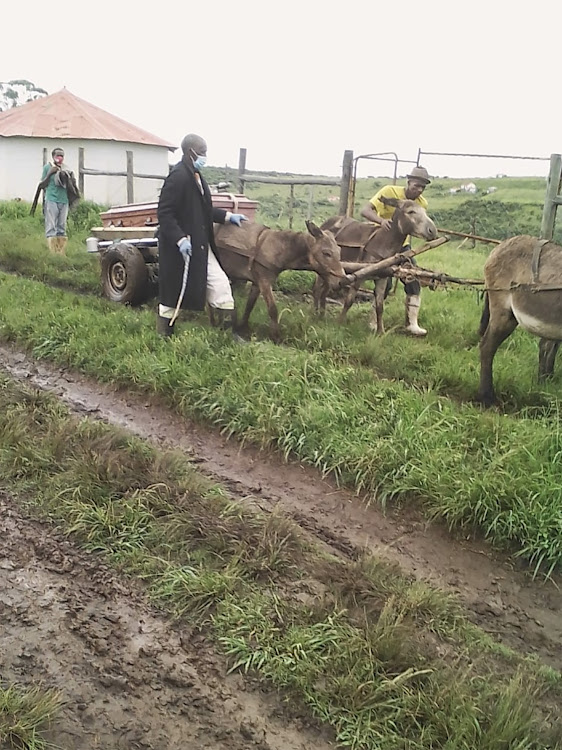 Roads in Nyumaga village in Centane are so bad that residents and mourners are forced to use a donkey cart to take coffins to the local gravesites when it rains.