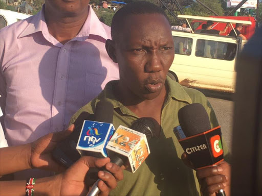 Kenya ferry managing director Bakari Gowa addressing the media after suspension of two top managers. /ELKANA JACOB