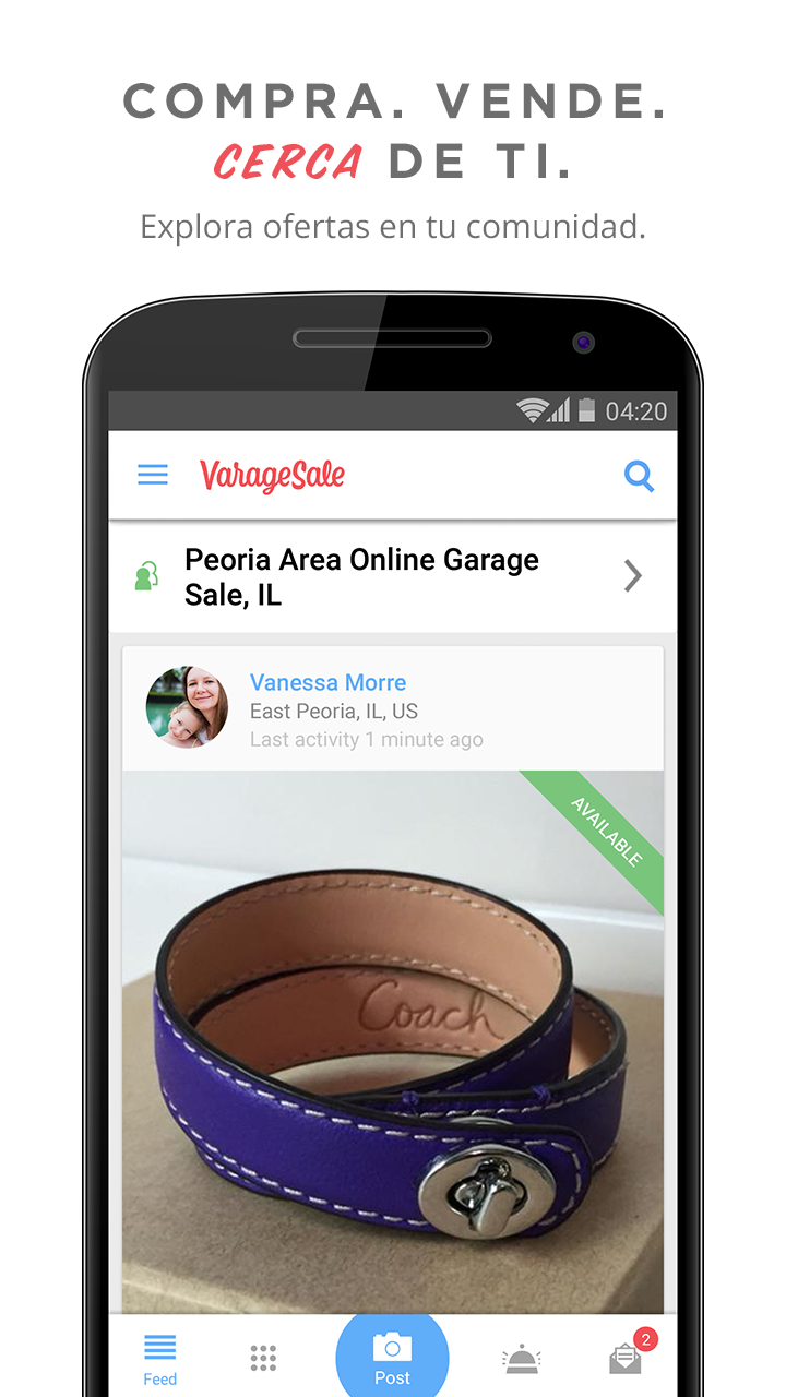 Android application VarageSale: Sell simply, buy safely. screenshort