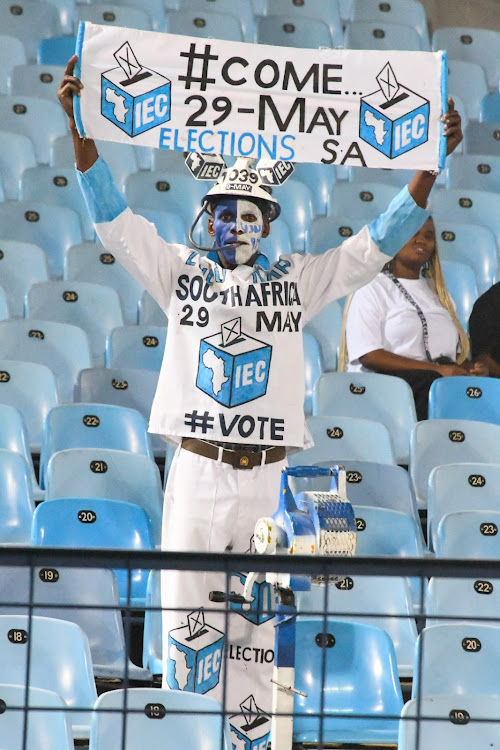 Football fan Lulu from Witbank arrived at Loftus on April 26 with the message of the upcoming polls.