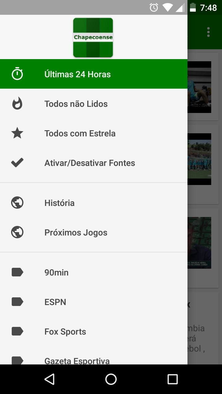 Android application Notícias da Chapecoense Chape screenshort