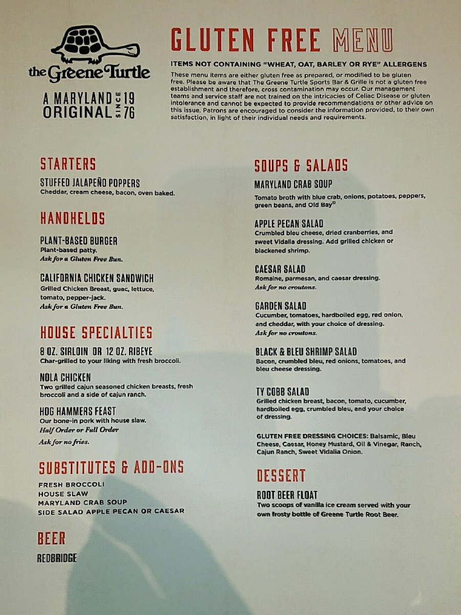 Nov 2019 GF menu.