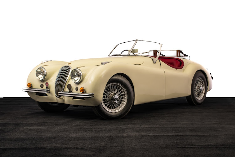 The 1950 Jaguar XK120, which will be up for auction.