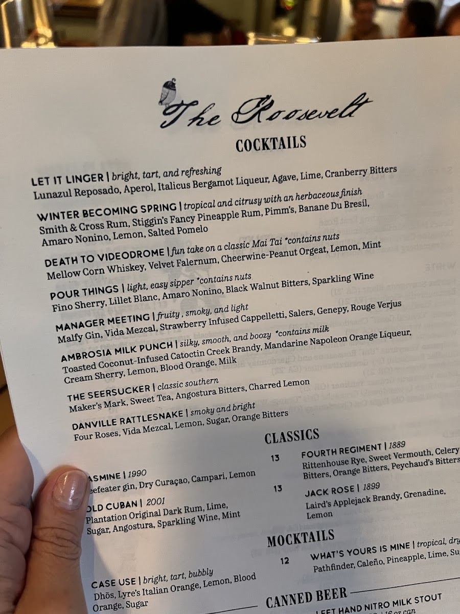 The Roosevelt gluten-free menu