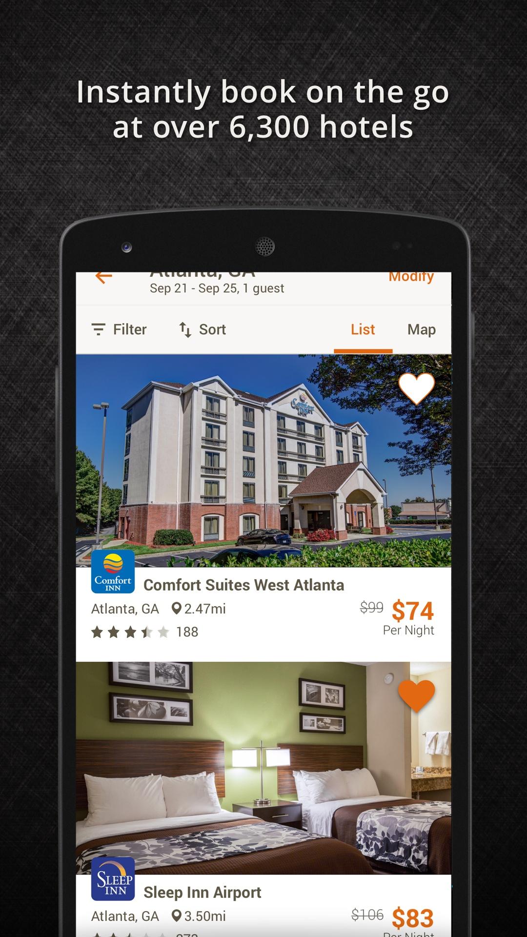 Android application Choice Hotels screenshort