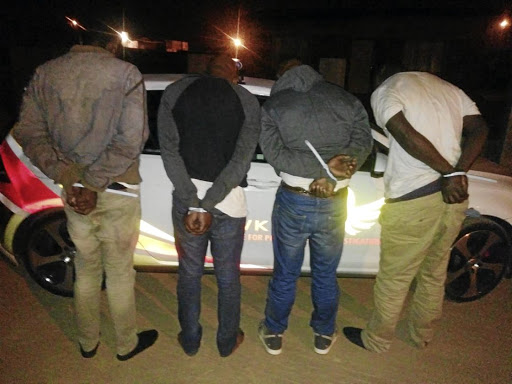 Four of the seven robbery suspects are arrested after a cash-in-transit heist on a rural road in Polokwane, Limpopo, on Monday.