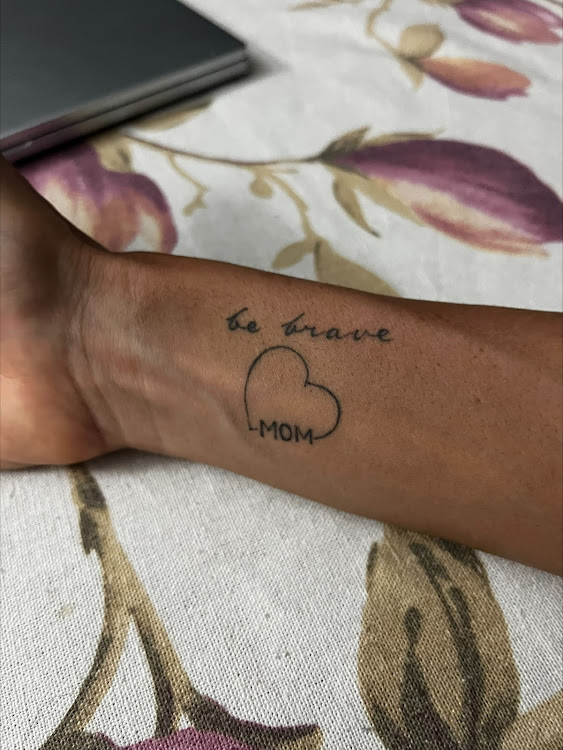Maddie le Roux's tattoo to her mother. Picture: SUPPLIED