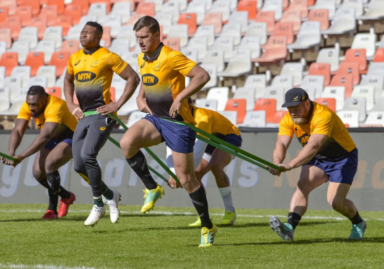 Handre Pollard of South Africa during the Springbok team captain's run at Toyota Stadium on June 15, 2018 in Bloemfontein, South Africa.
