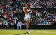 Caroline Garcia of France celebrates her victory over Emma Raducanu of Great Britain in the second round of The Championships Wimbledon 2022 at All England Lawn Tennis and Croquet Club on June 29 2022.