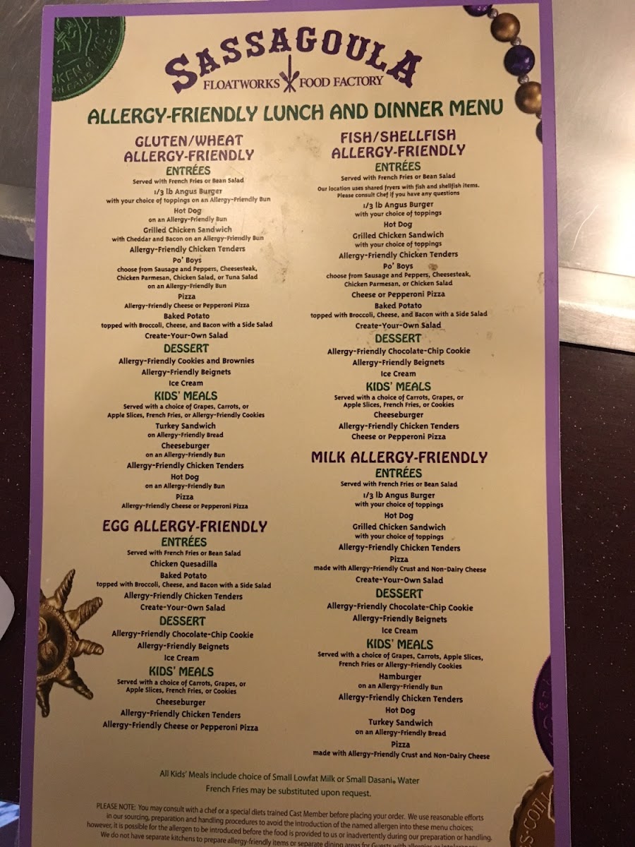 Allergy Menu Part #1 2/2016