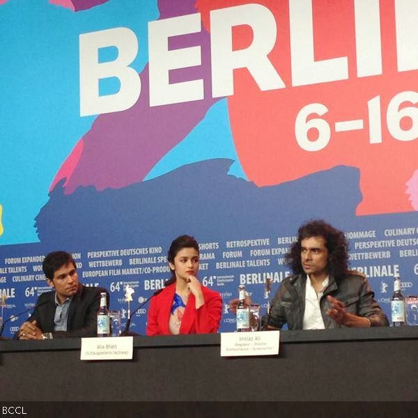 Randeep Hooda, Alia Bhatt and director Imtiaz Ali during the International Film Festival Berlinale in Berlin, on February 13, 2014. (Pic: Viral Bhayani)