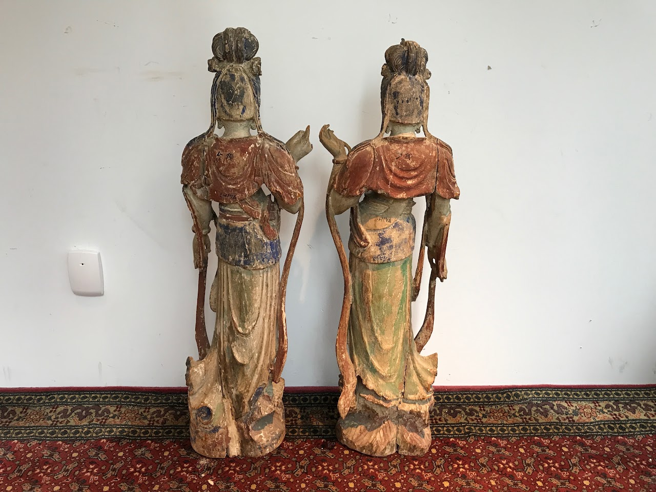 Chinese Carved Buddha Statue Pair